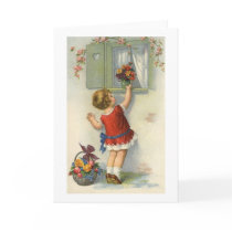 Little places flower bouquet on window sill - a vi greeting card