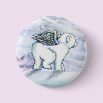 Little Polar Bear Cub Angel Pinback Button