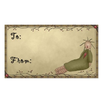 Little Prim Doll Design 2 Holiday Gift Tags Business Card Templates by mrssocolov2