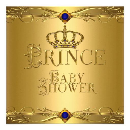 Little Prince Baby Shower Boy Regal Blue Crown 6 Announcements