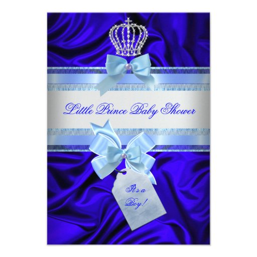 Little Prince Baby Shower Boy Royal Blue 2 Custom Invitation