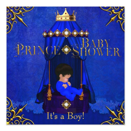 Little Prince Baby Shower Boy Royal Blue Crown Card | Zazzle