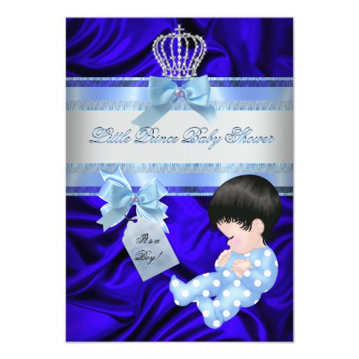 Little Prince Baby Shower Boy Royal Blue Personalized Invitations