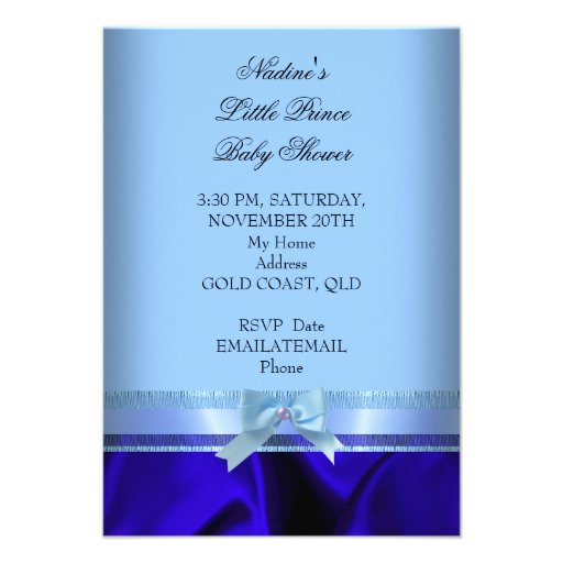 Little Prince Baby Shower Boy Royal Blue Personalized Invitations