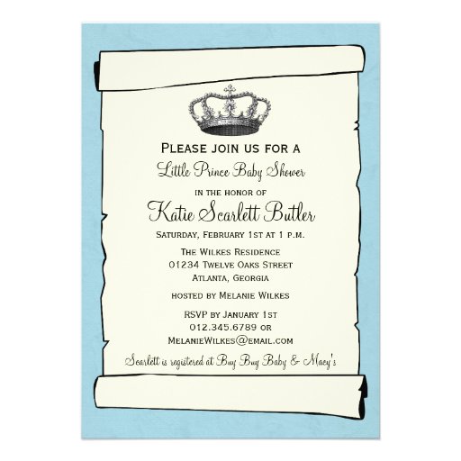 Little Prince Baby Shower Personalized Invitation