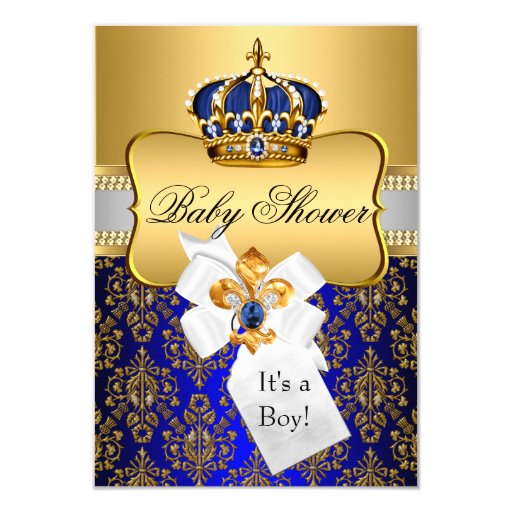 Little Prince Royal Blue Crown Baby Shower Invite | Zazzle