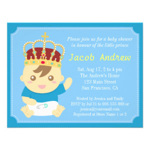 Little Prince with Crown Baby Shower Personalized Invitation