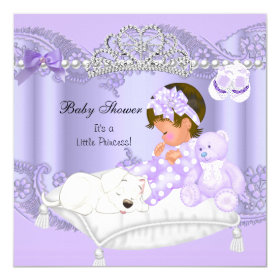 Little Princess Baby Shower Girl Lavender Purple 5.25x5.25 Square Paper Invitation Card