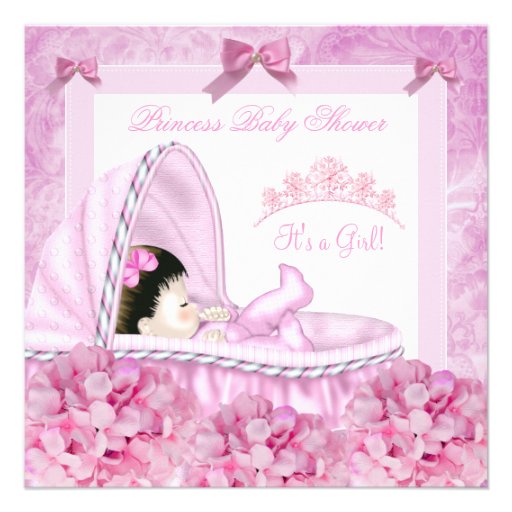 Little Princess Baby Shower Girl Pink Floral Personalized Announcement
