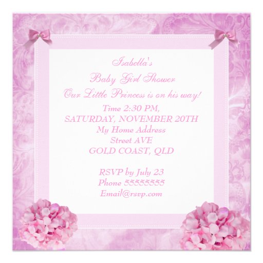 Little Princess Baby Shower Girl Pink Floral Personalized Announcement