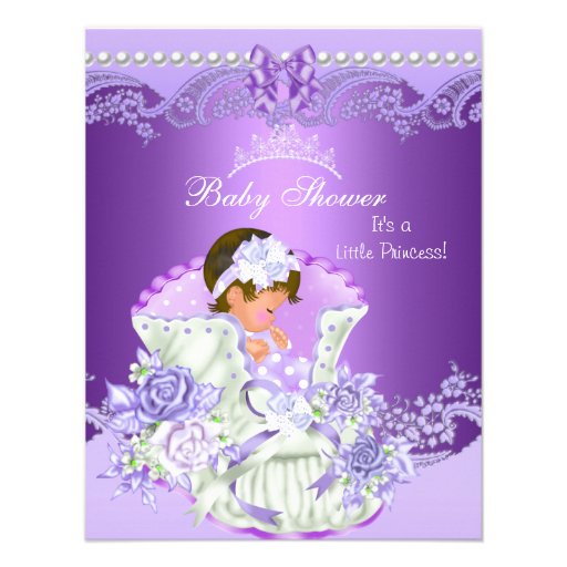 Little Princess Baby Shower Girl Purple Tiara Vint Custom Invitation