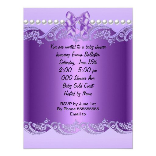 Little Princess Baby Shower Girl Purple Tiara Vint Custom Invitation