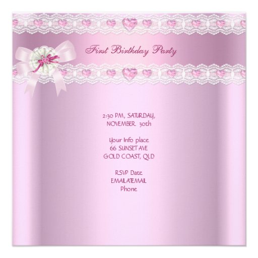Little Princess First Birthday Party Photo Announcement