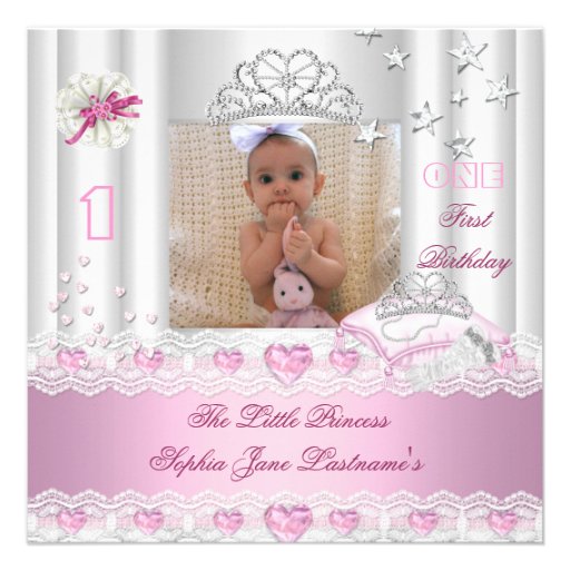 Little Princess First Birthday Party Photo Invite