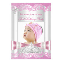 Little Princess Girl First Birthday Party Photo Custom Invitations