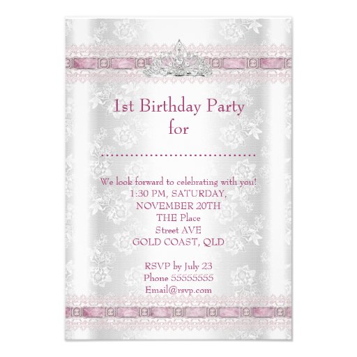 Little Princess Girl First Birthday Party Photo Invitation