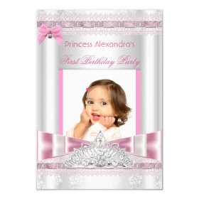 Little Princess Girl First Birthday Party Photo 3.5x5 Paper Invitation Card