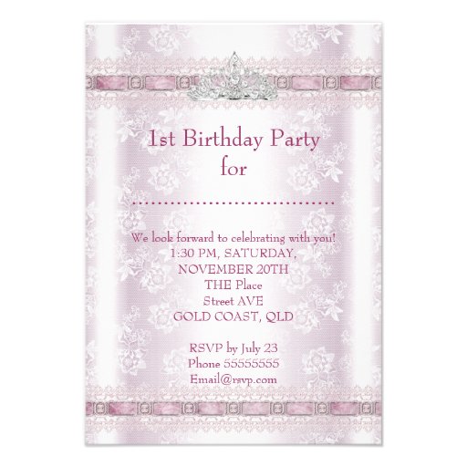 Little Princess Girl First Birthday Party Photo Personalized Invitations