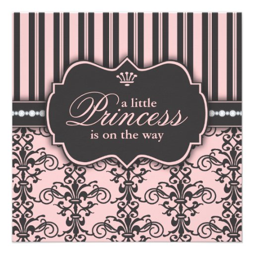 Little Princess on the Way Pink Black Baby Shower Personalized Invitation