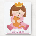 Little princess with cat brown hair mousepad