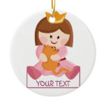 Little princess with cat brown hair christmas ornaments