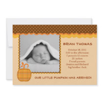 Little Pumpkin Baby Birth Photo Announcement