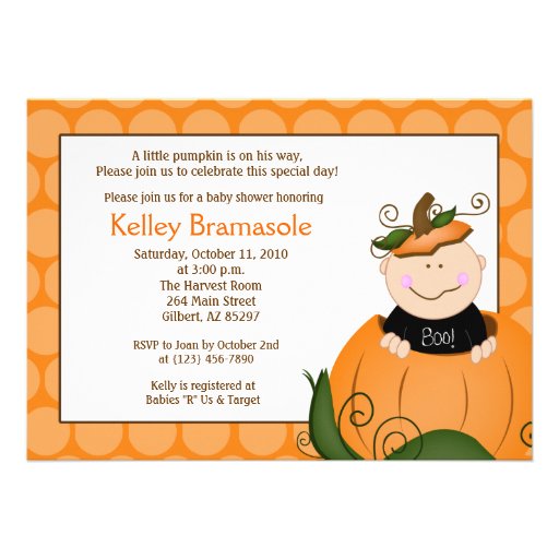 Little Pumpkin Baby Shower 5x7 Invitation
