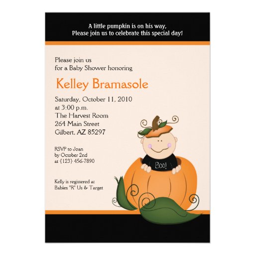 Little Pumpkin Baby Shower 5x7 Invitation