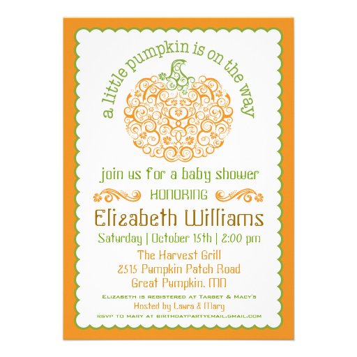 Little Pumpkin Baby Shower Invitation II