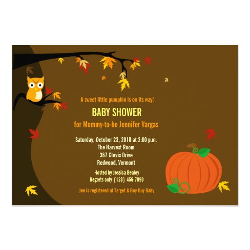 Little Pumpkin Fall Autumn Baby Shower Invitation