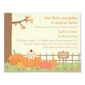 Little Pumpkin Fall Themed Baby Shower Invitations