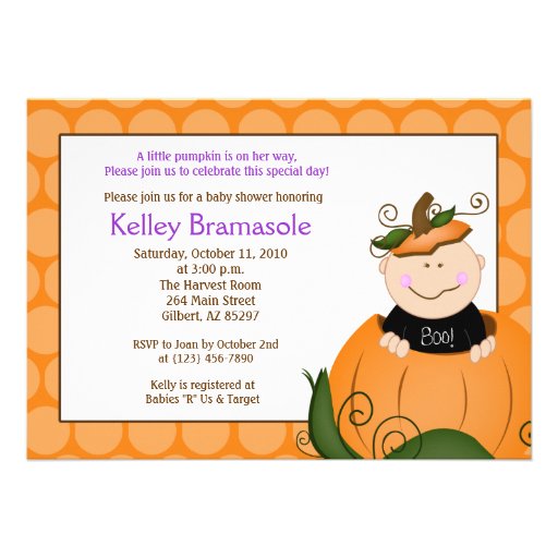 Little Pumpkin Girl Baby Shower 5x7 Invitation