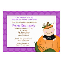 Little Pumpkin Girl Baby Shower 5x7 Invitation