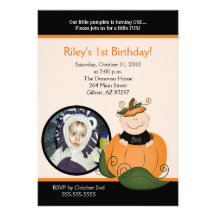 Little Pumpkin Halloween 5x7 Photo Birthday Invites