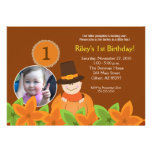 Little Pumpkin Thanksgiving 5x7 Photo Birthday Invitations