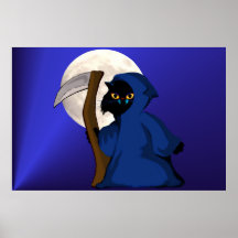 Little Reaper Kitty and Moon Poster