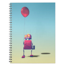 Little Red Birthday Robot 3 Spiral Notebook