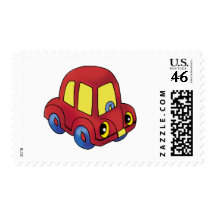Little red car postage stamp