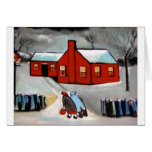 LITTLE RED HOUSE SNOW SCENE GREETING CARDS