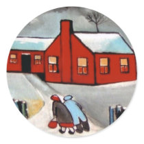 LITTLE RED HOUSE SNOW SCENE stickers