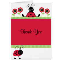 Little Red Ladybugs Thank You Note Card