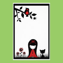 Little Red Ribbon Head Stationery stationery