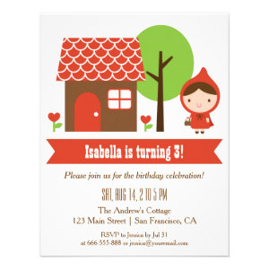 Little Red Riding Hood Birthday Party Invitations