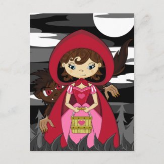 Little Red Riding Hood & Wolf Postcard postcard