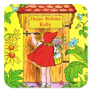 Little Red Riding Hoods Birthday Visit Square Sticker