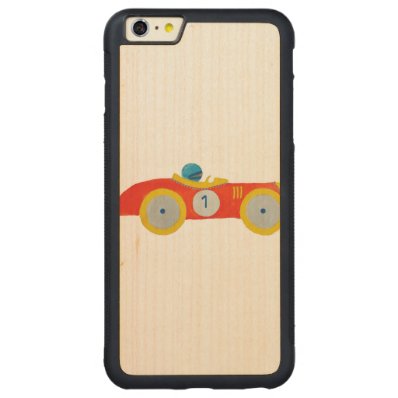 Little Red Roadster Racing Car Child 1st Birthday Carved® Maple iPhone 6 Plus Bumper Case