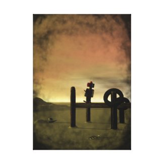 Little Red Robot 2 Stretched Canvas Print