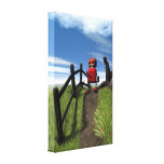 Little Red Robot Stretched Canvas Print