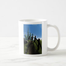 Little Red Robot Walking Over a Hill Mug