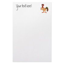 Little Red Rooster Hand Colored Custom Stationery